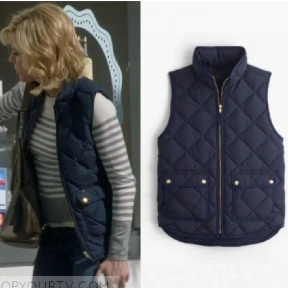 J. Crew Excursion Down Quilted Navy Vest Preppy Academia